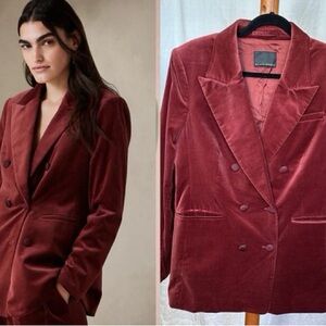 Banana Republic Veluro Oversized Double-Breasted Blazer - Rich Burgundy